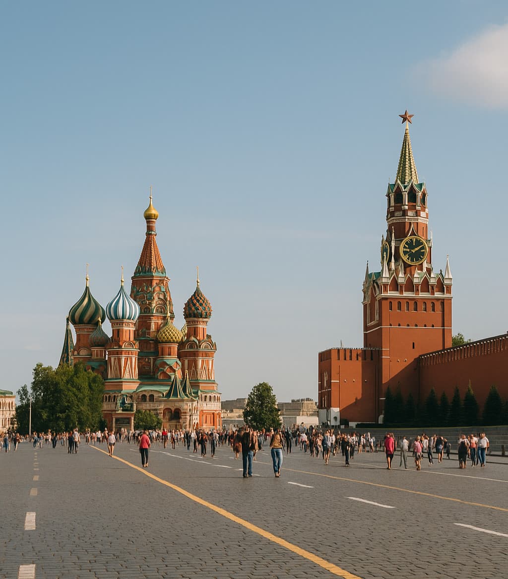 St. Basil's Cathedral and the Kremlin at Red Square in Moscow